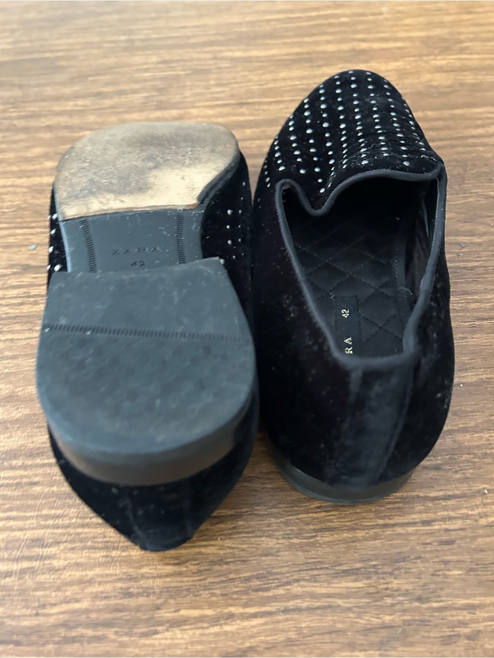Black Velvet Studded Women's Loafers